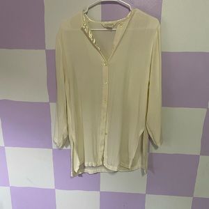 *3 for $12* cream crinkle collarless buttondown